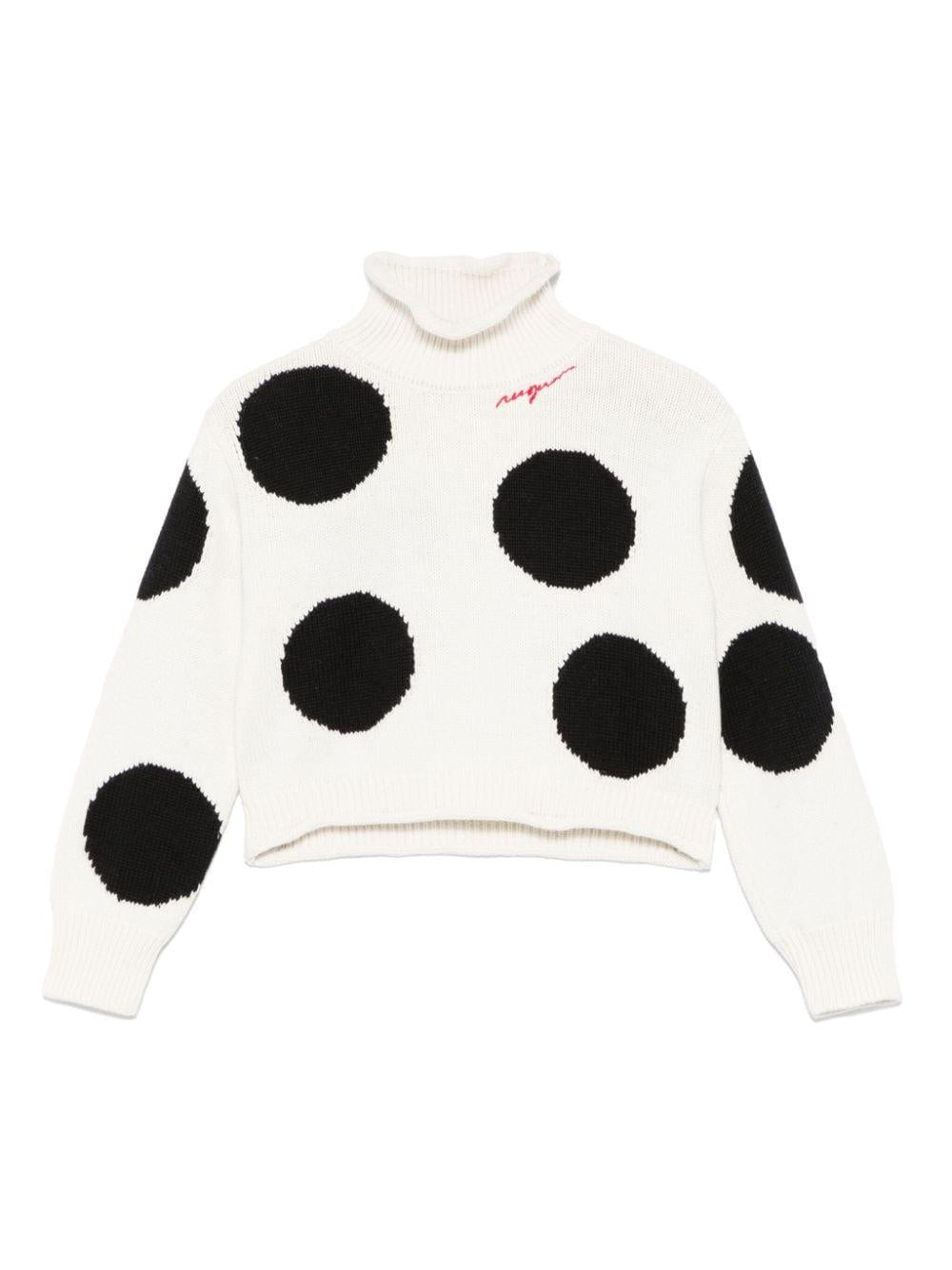 Maglione bianco sporto/nero per bambina