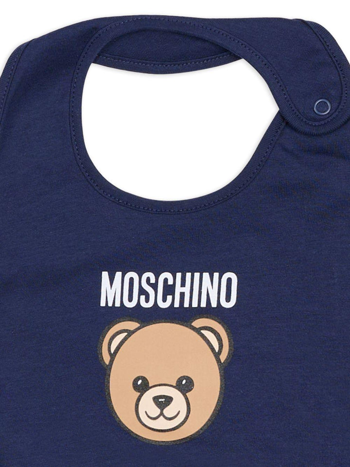 Kit cappello/bavetta blu navy per neonato MUY099LCA19 40016 Moschino Kids 