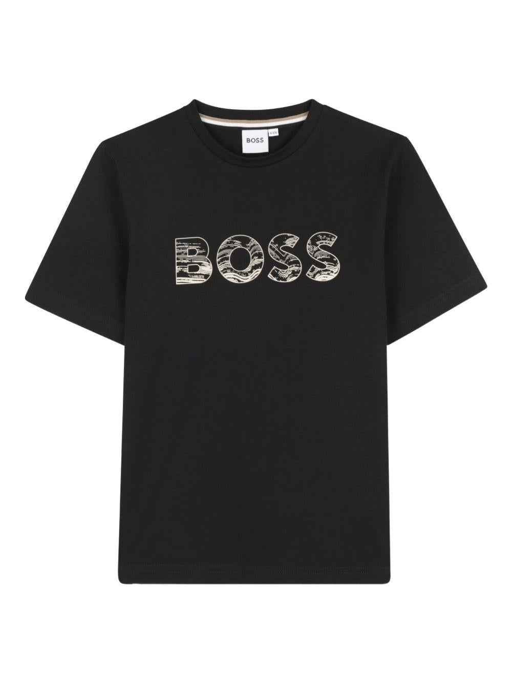 T-shirt nera per bambino J52358 09B Boss Kids 