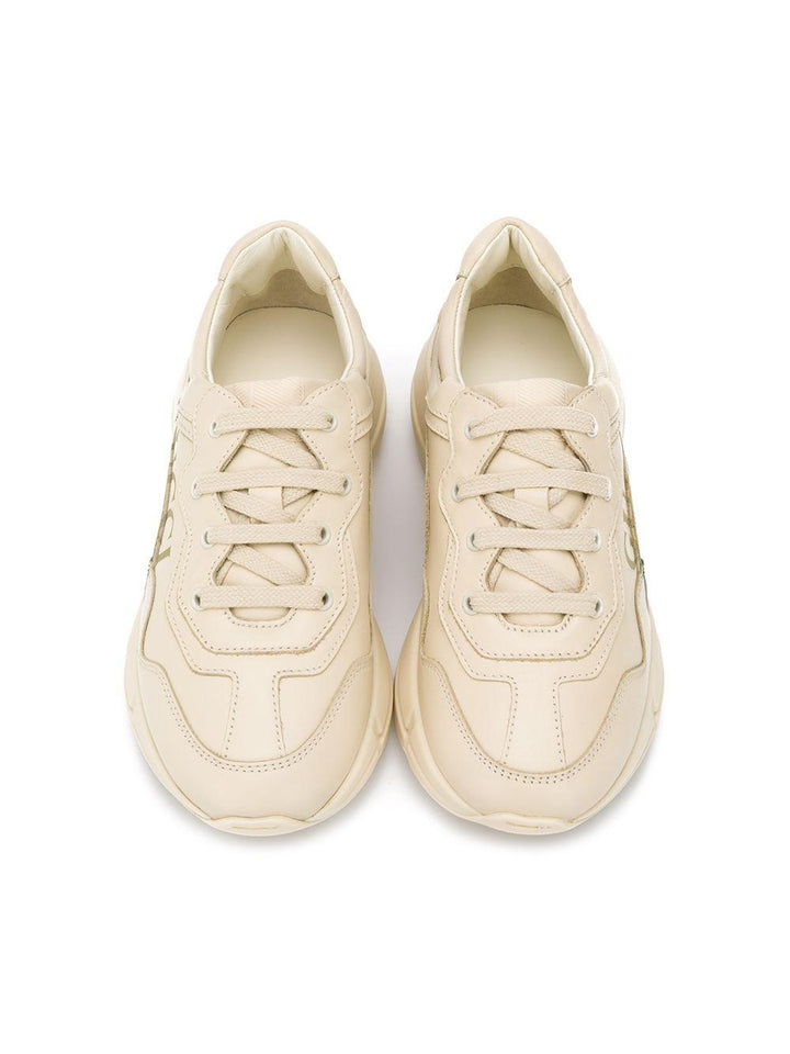 Sneakers crema per bambina con logo