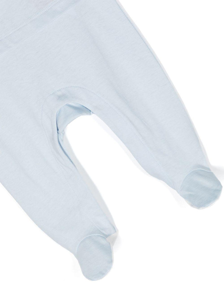Light blue baby onesie with logo