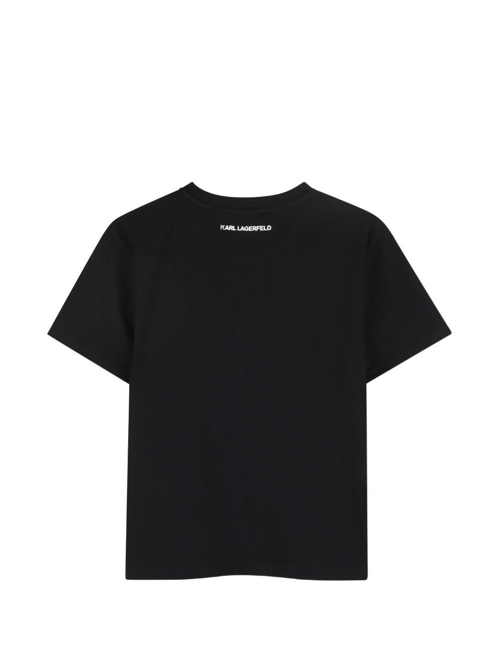 T-shirt nera per bambina Z31153 09B Karl Lagerfeld Kids 