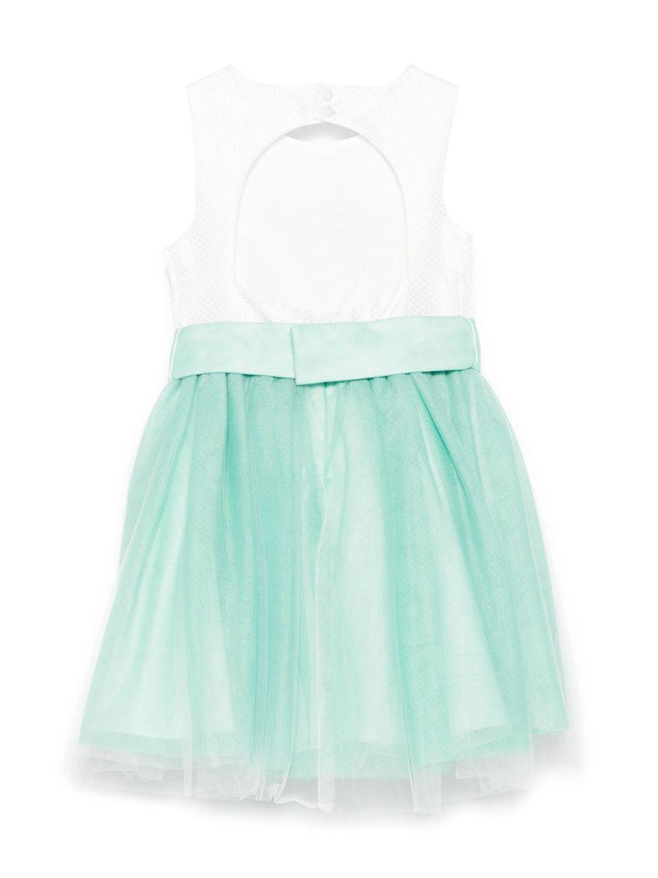 Abito bianco/verde erba per bambina