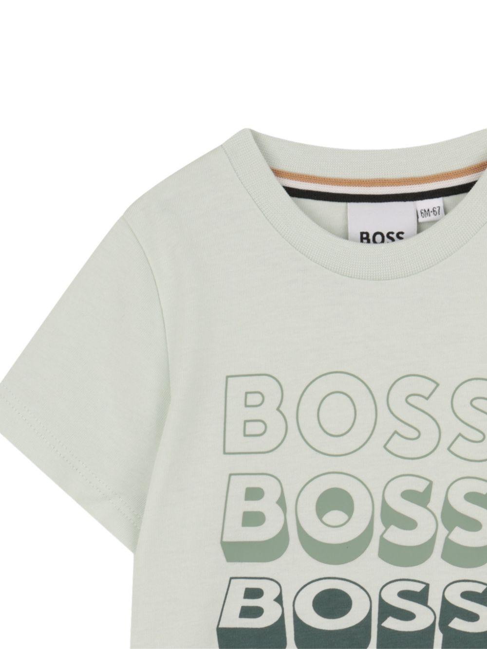 T-shirt verde per neonato J52889 73K Boss Kids 
