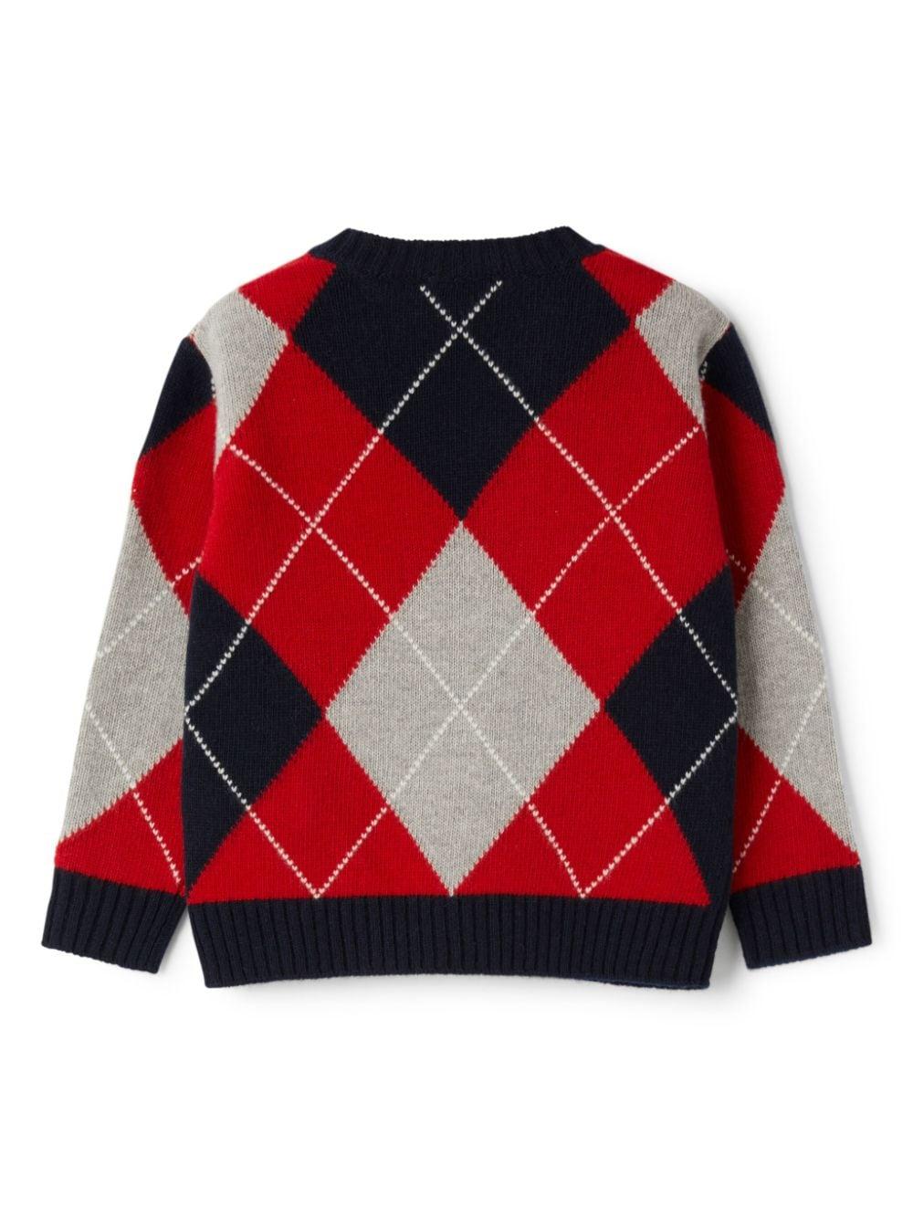 Red multicolored sweater for children