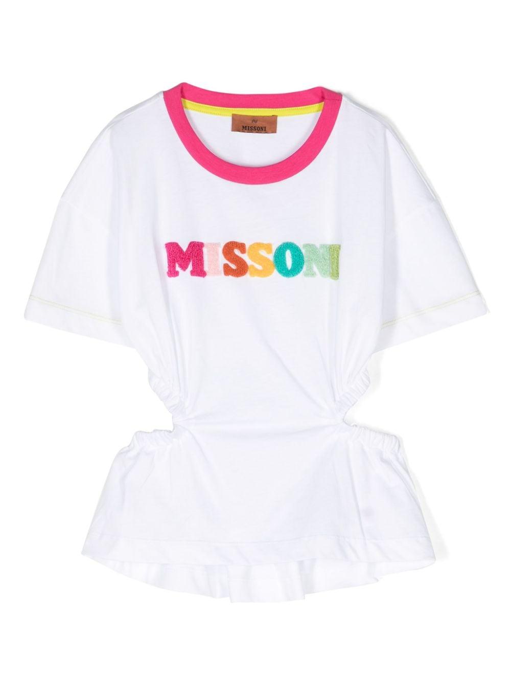 T-shirt bianca per bambina con logo