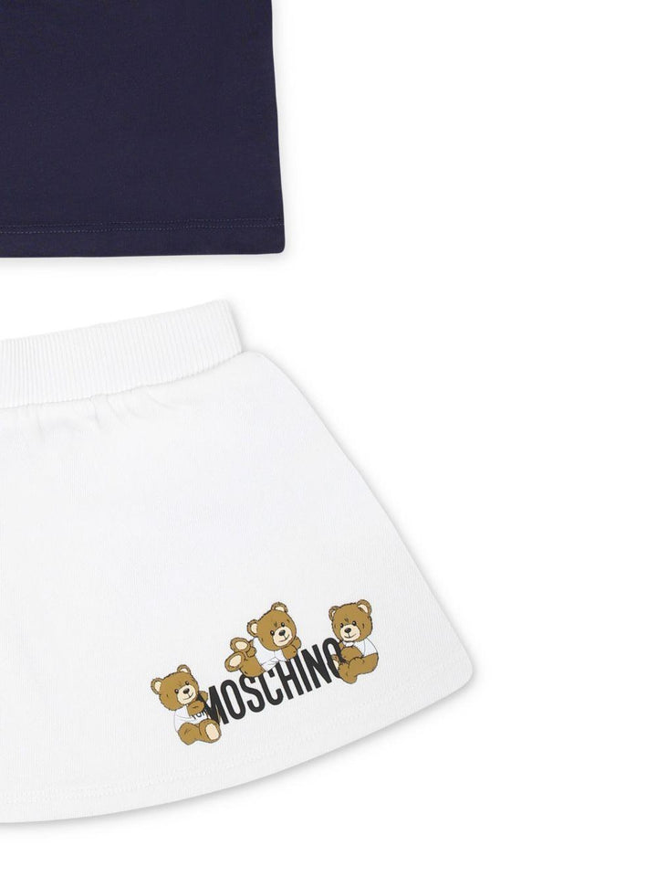 Completo sportivo blu navy/bianco per neonata
