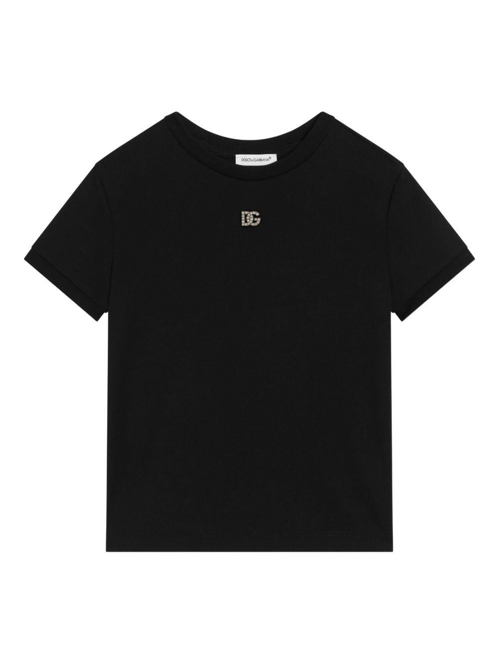 T-shirt nero per bambina L5JTNJG7P2C N0000 Dolce & Gabbana Kids 