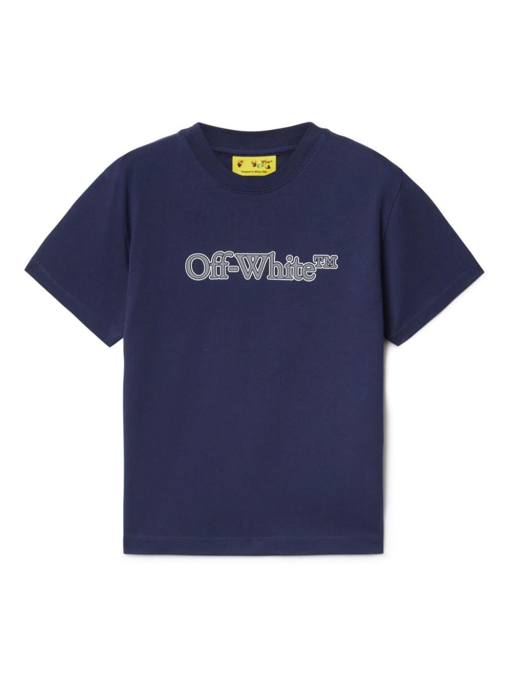 T-shirt per bambino in cotone blu navy OBAA002F24JER006 4680 Off White Kids 