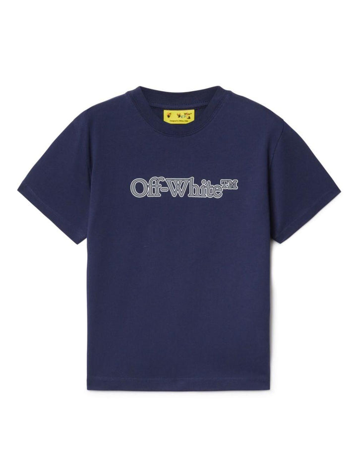 T-shirt per bambino in cotone blu navy OBAA002F24JER006 4680 Off White Kids 