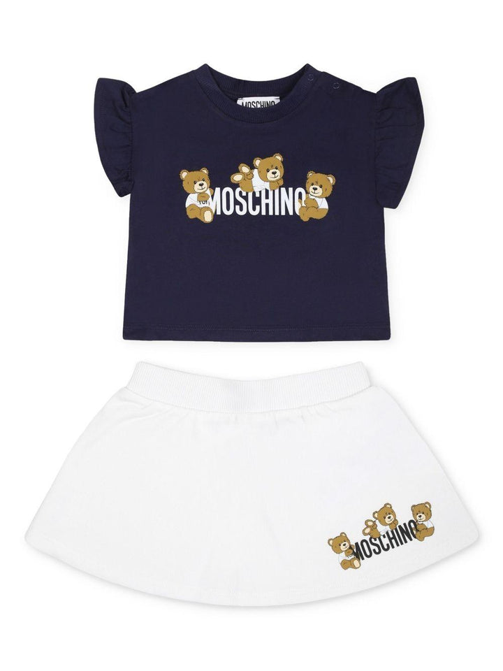Completo sportivo blu navy/bianco per neonata