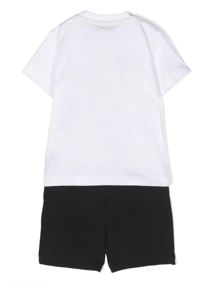 Completo sportivo bianco e nero per neonato con logo