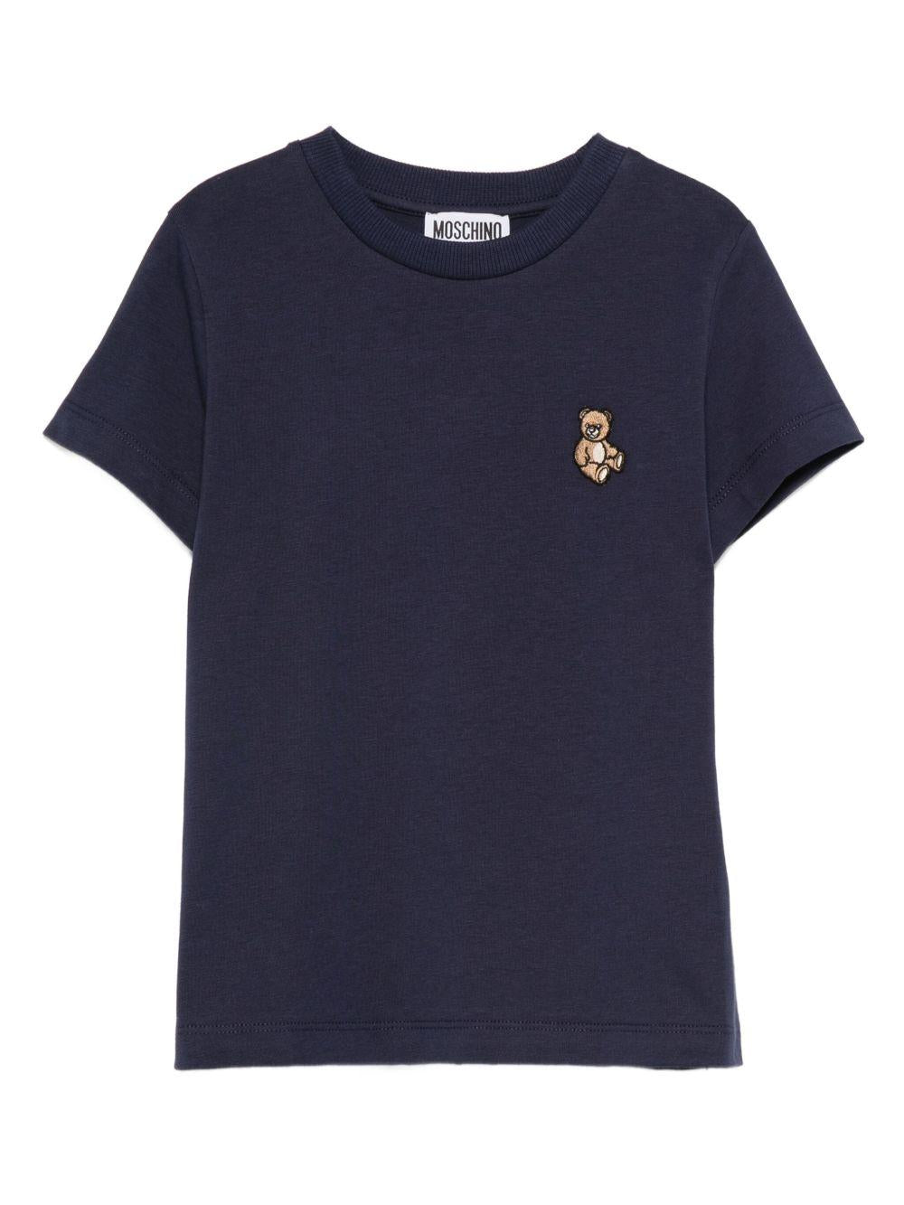T-shirt blu navy per bambino HRM058LAA10 40016 Moschino Kids 