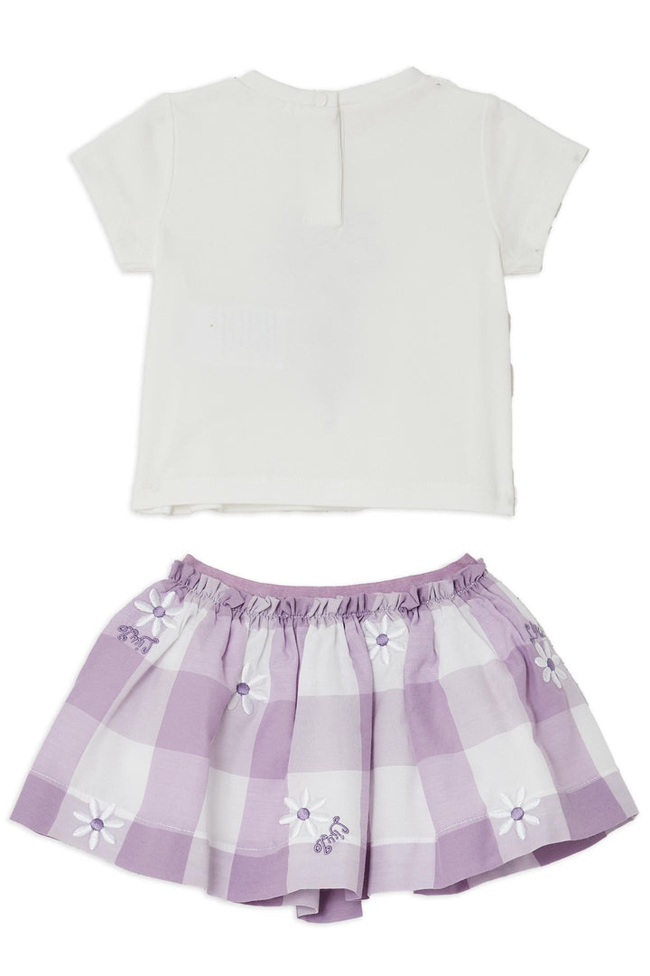 Completo bianco/viola per neonata