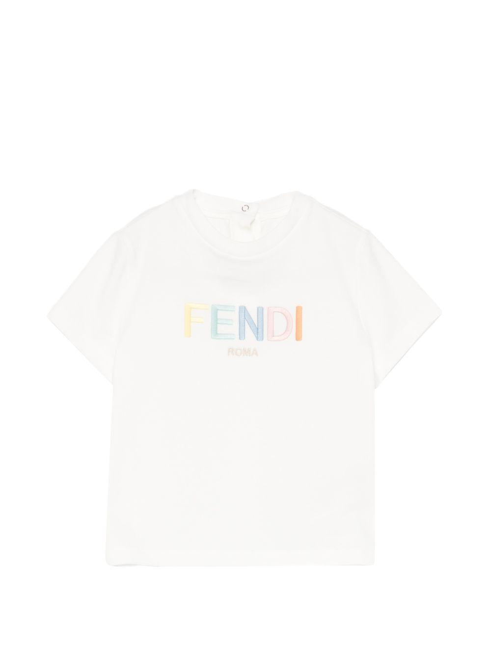 T-shirt bianca per neonato BUI117ST8 F0TU9 Fendi Kids 