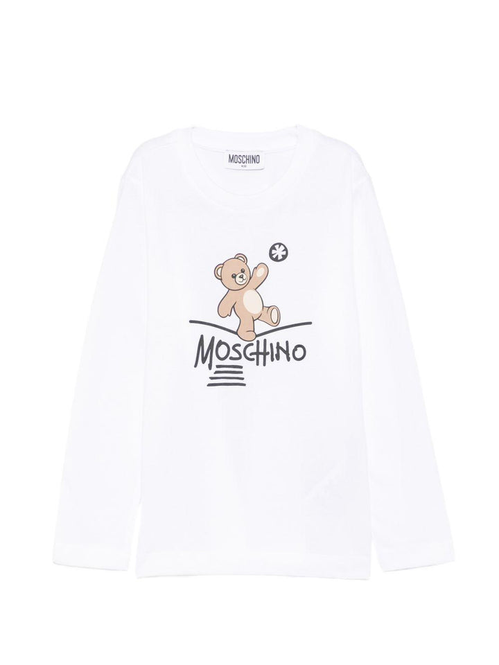 T-shirt bianca per bambino HZO00JLAA20 10101 Moschino Kids 