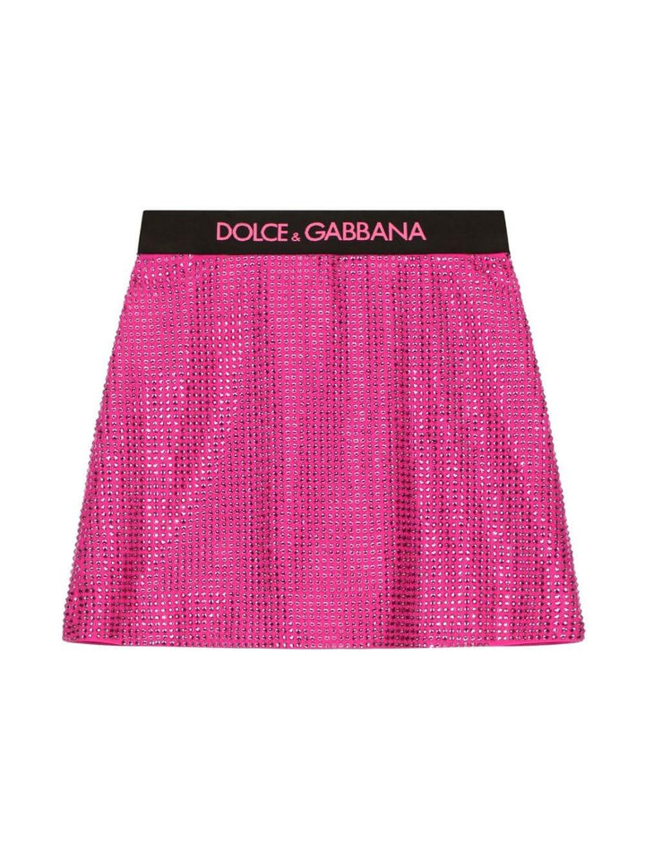 Gonna fucsia per bambina con strass