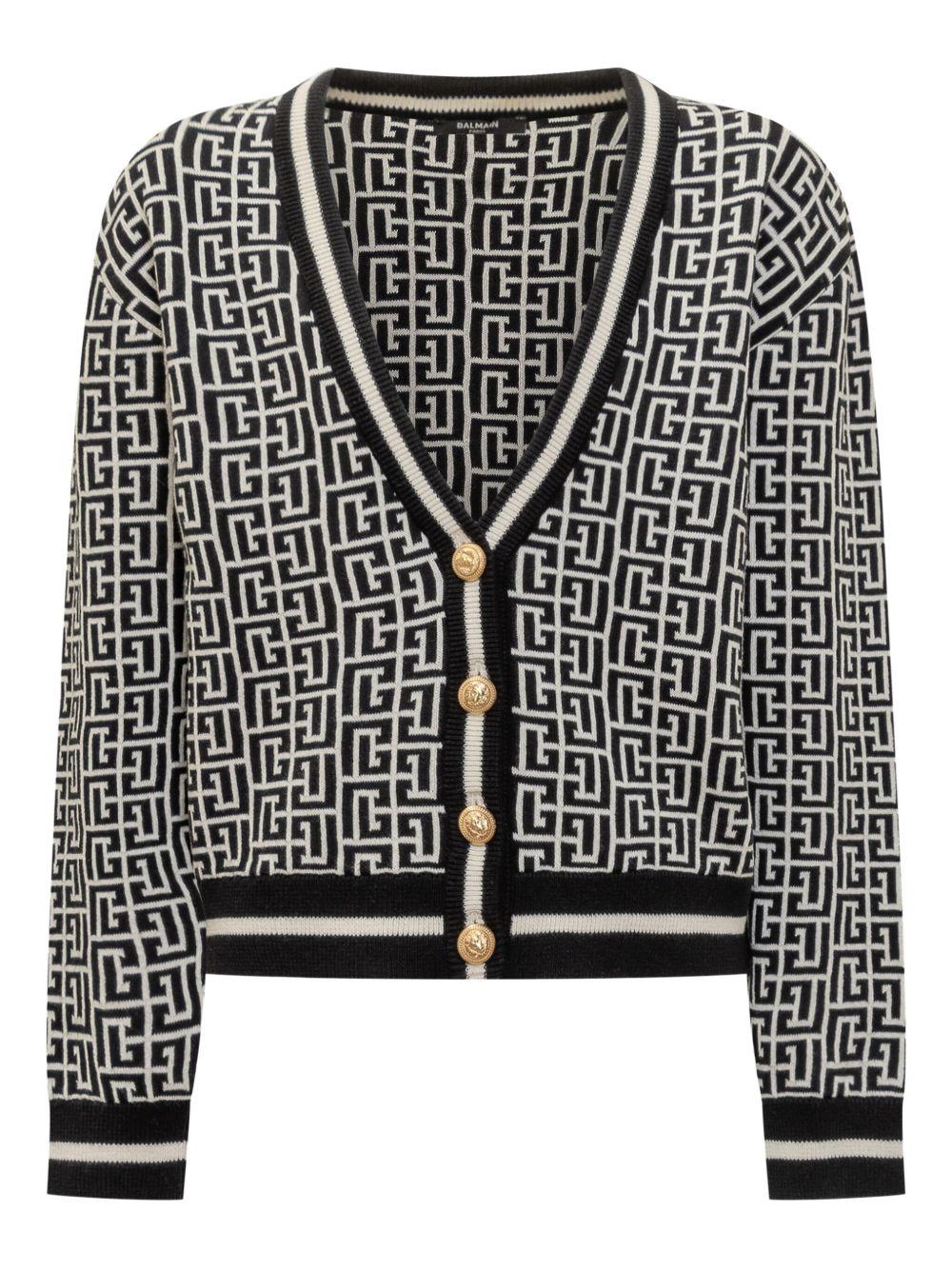 Cardigan nero/avorio per bambina BX9P10Z2312 104NE Balmain Kids 
