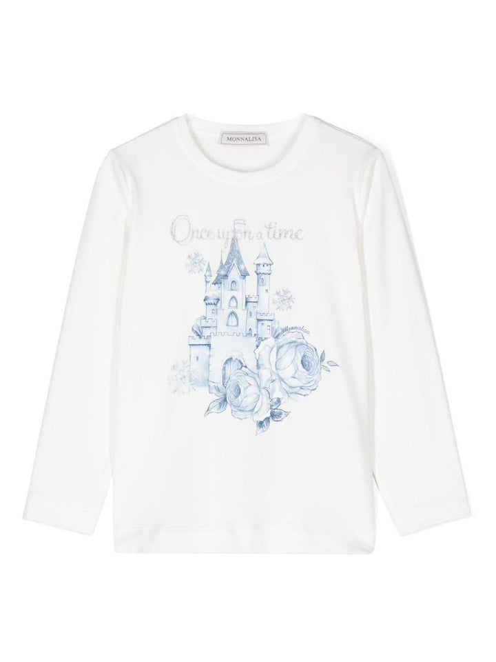 T-shirt per bambina in misto cotone bianca