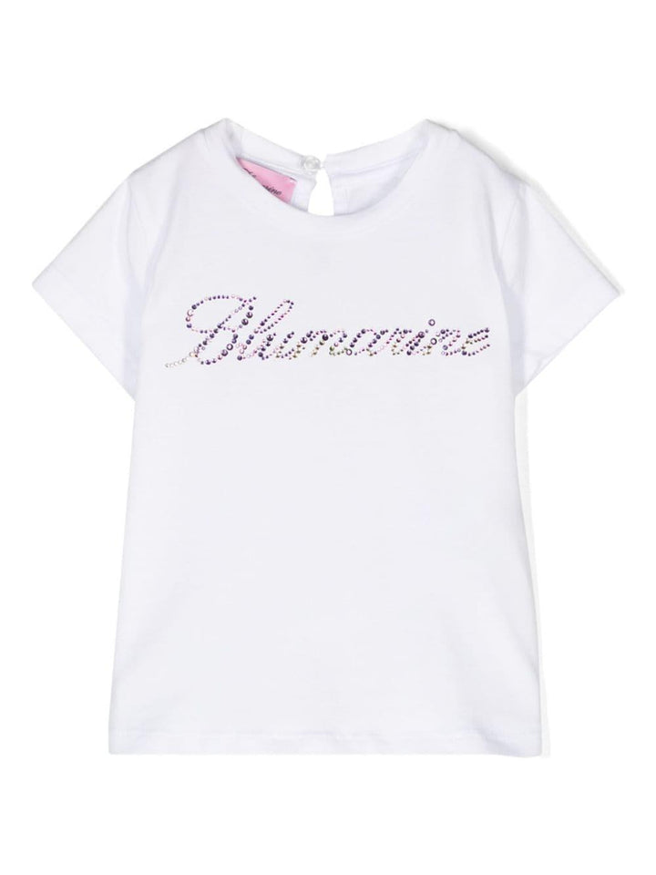 White t-shirt for baby girls with logo