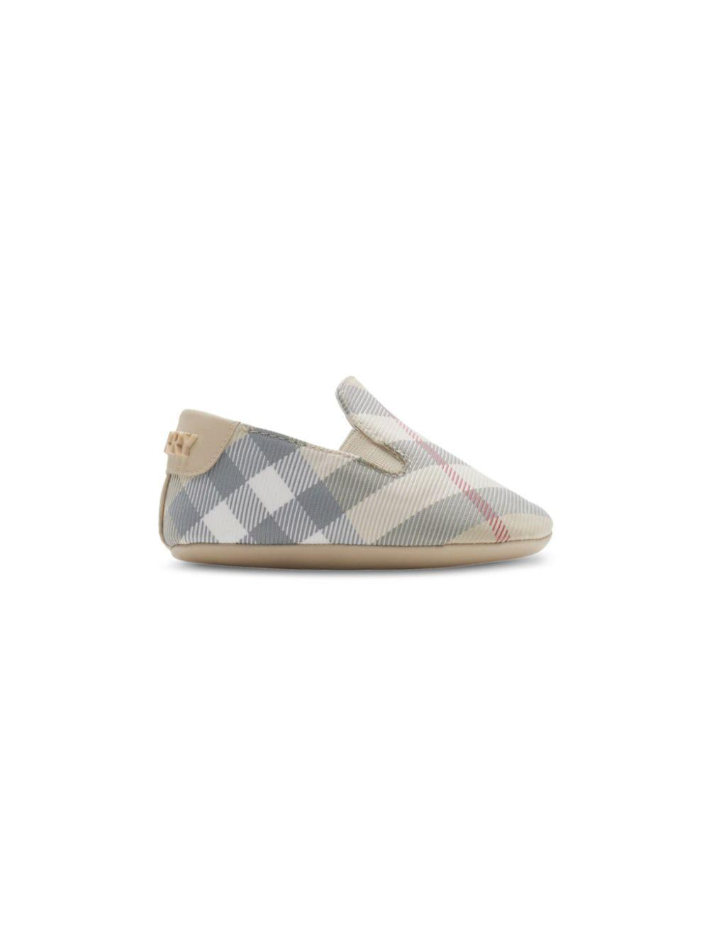 Scarpe stampa check azzurro beige per neonato 8099959 A2205 Burberry Kids 