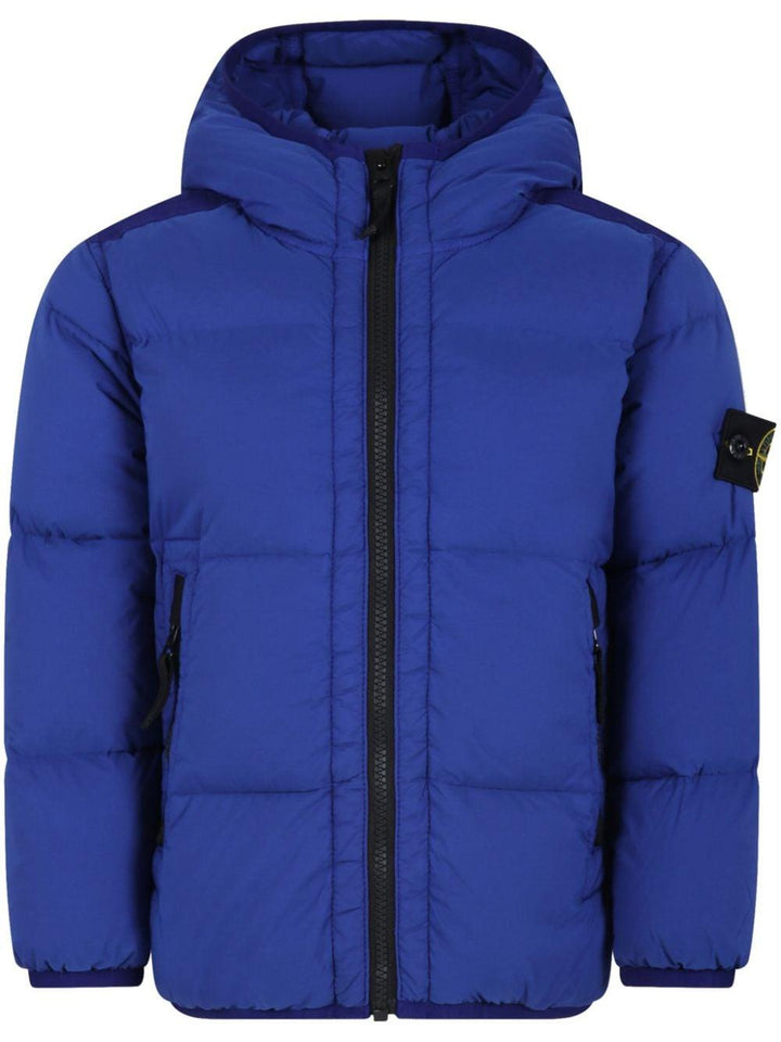 Blue nylon padded jacket for children