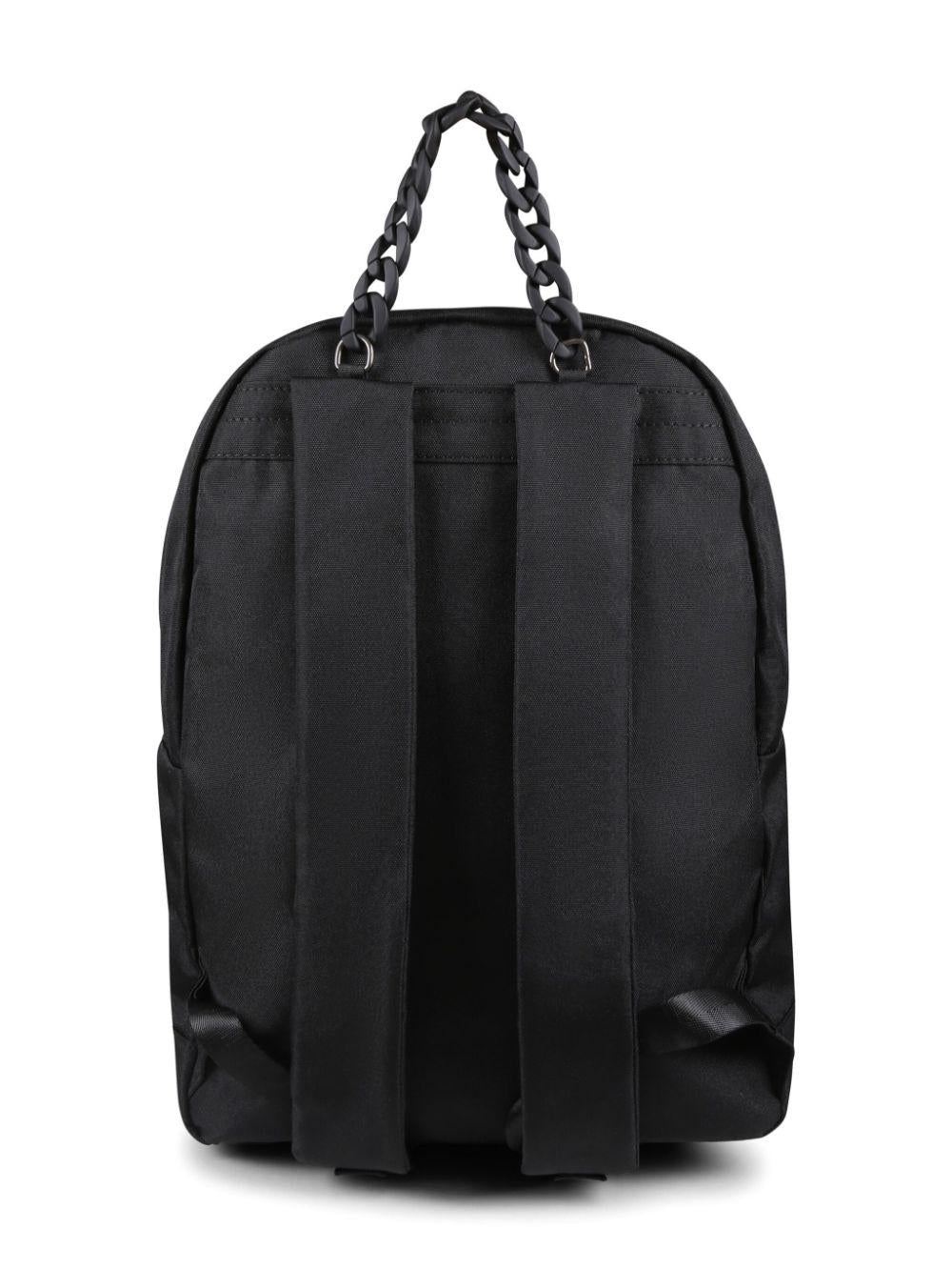 Black backpack with logo
