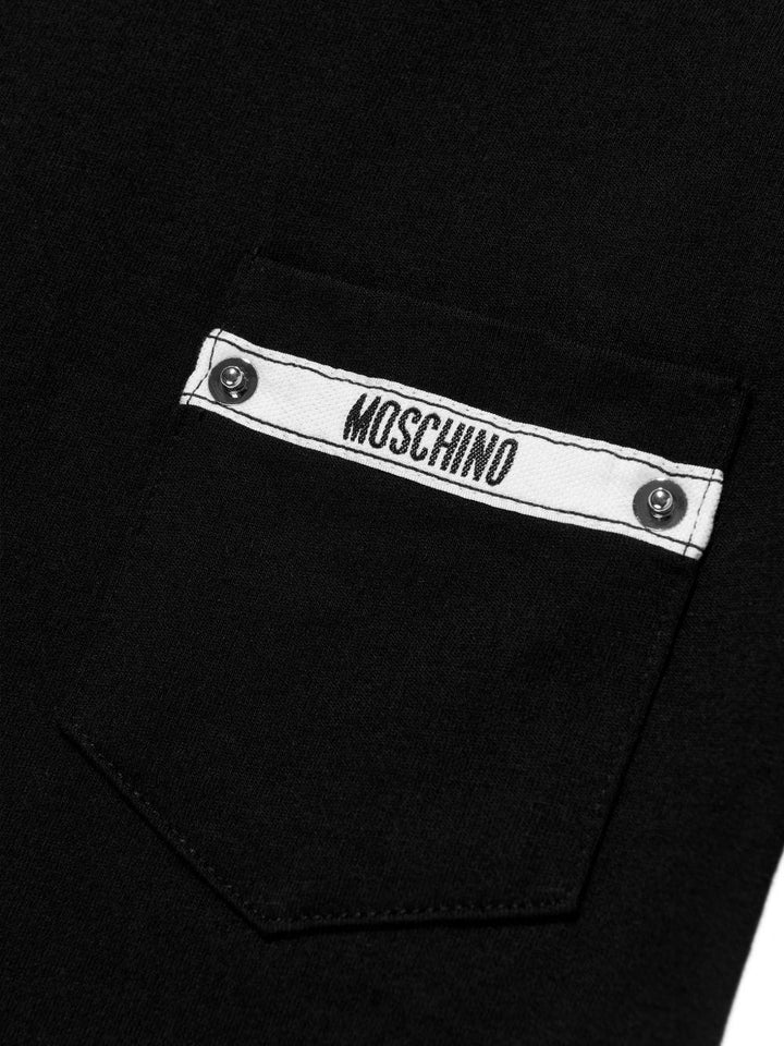 T-shirt nera per bambino HUM05MLAA01 60100 Moschino Kids 