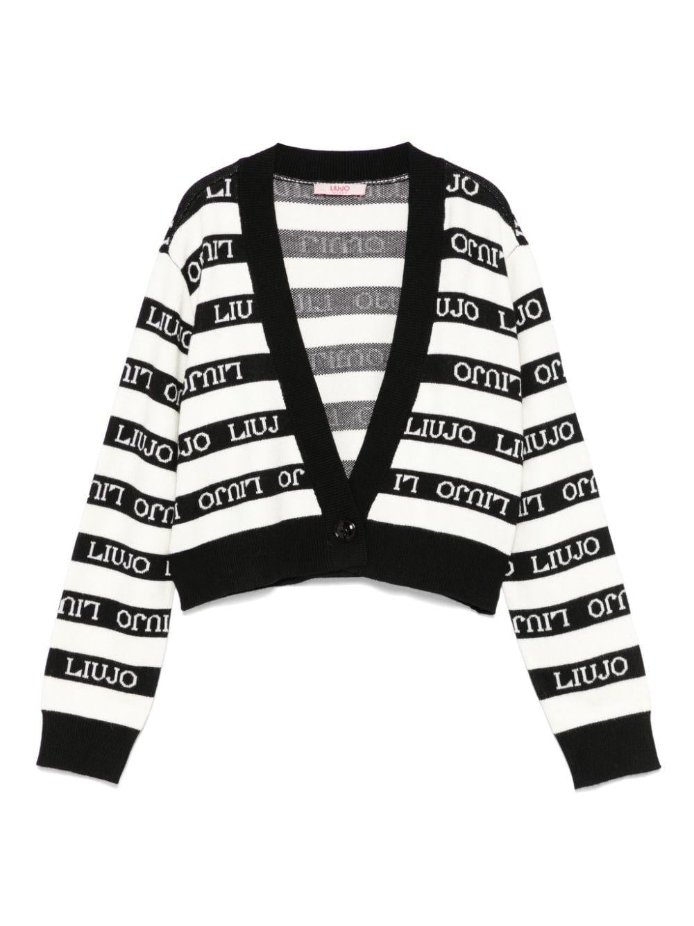 Cardigan nero/bianco per bambina con logo