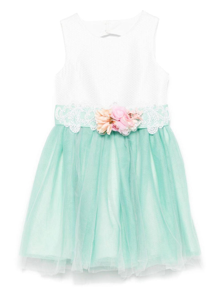 Abito bianco/verde erba per bambina