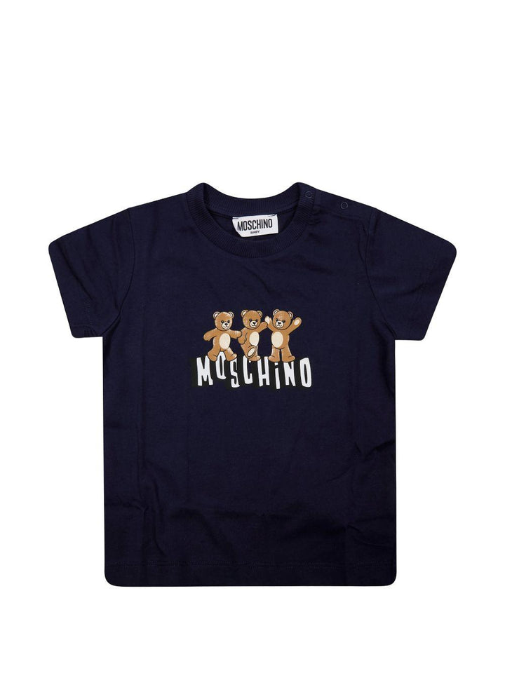 T-shirt blu scuro per neonato MUM04KLAA17 40016 Moschino Kids 