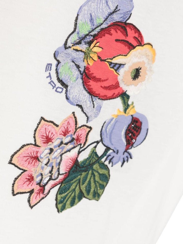 T-shirt bianca per bambina con fiori