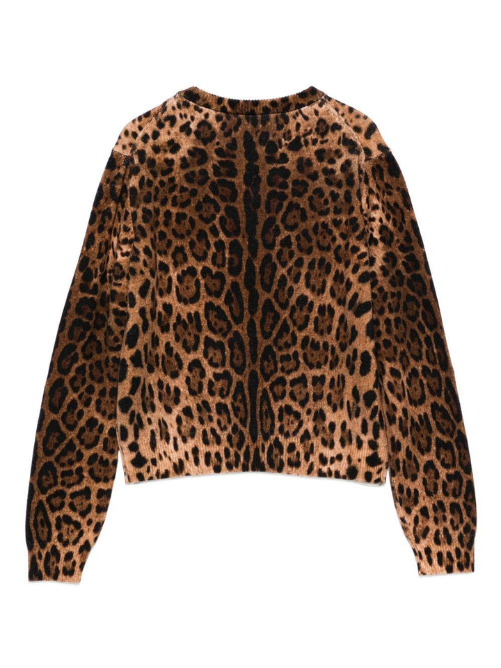 Cardigan leopardato marrone con bambina L5KWK5JDVDT HY13M Dolce & Gabbana Kids 