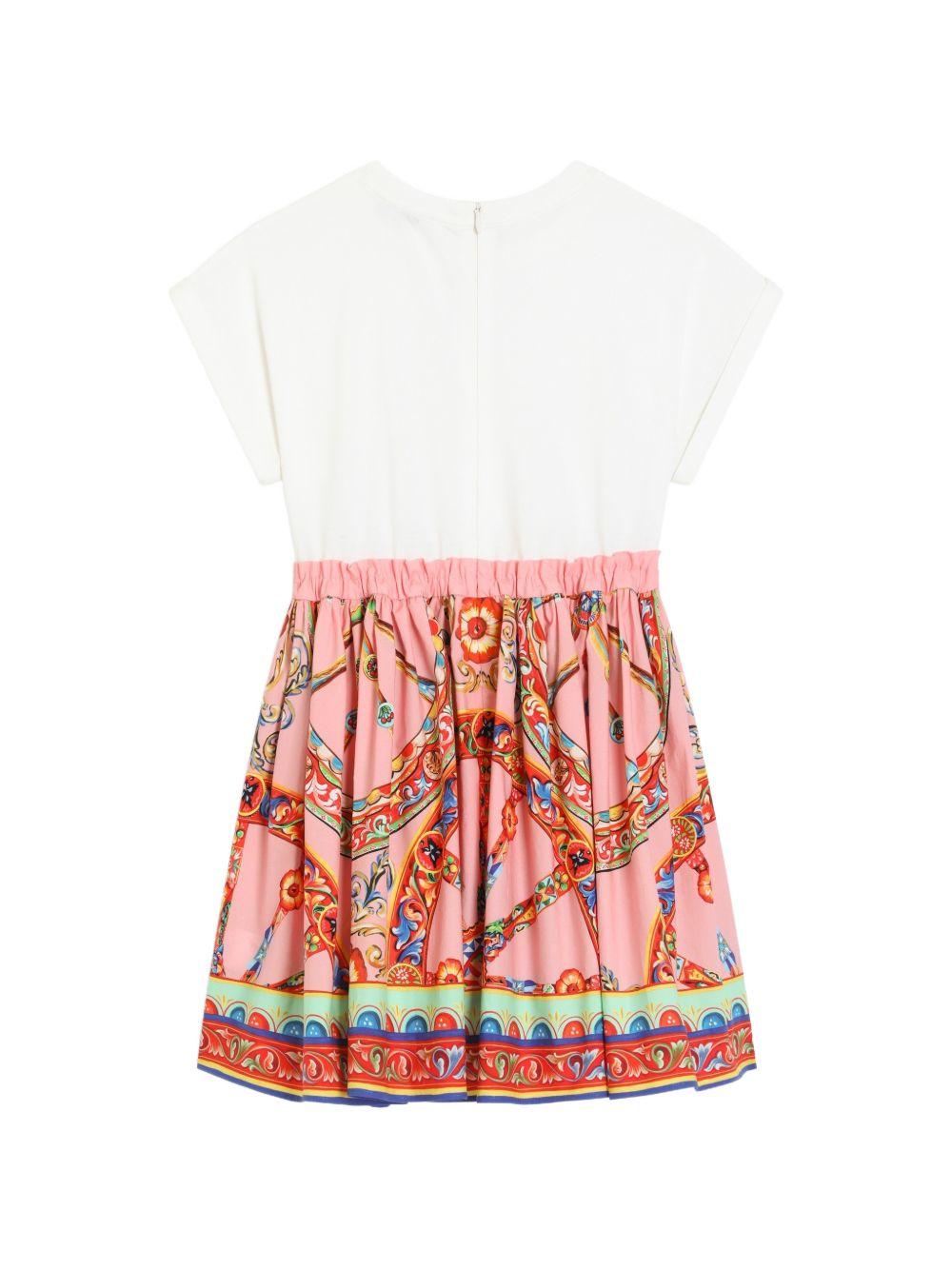 Abito bianco/rosa/multicolor per bambina L5JDAUG7P5S S9000 Dolce & Gabbana Kids 