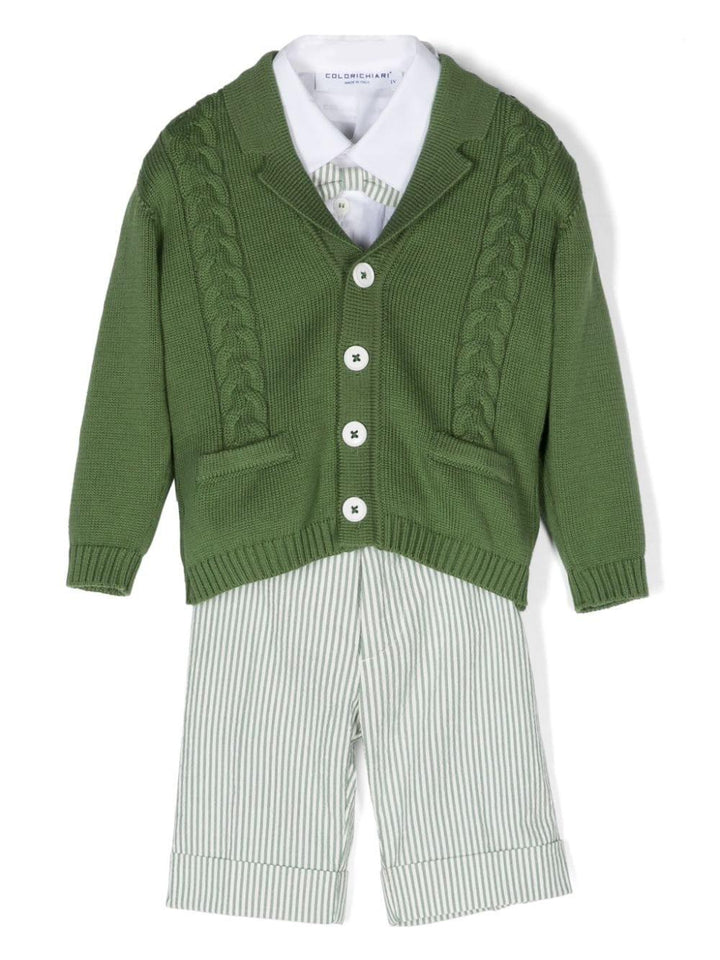 Completo elegante bianco e verde per neonato