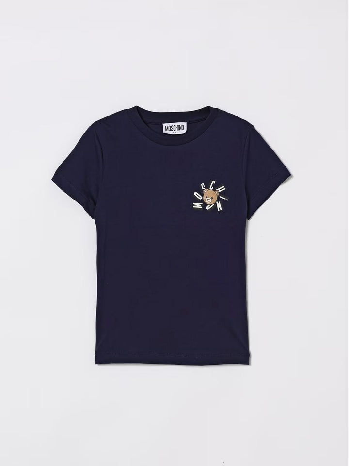 T-shirt blu navy per bambino HUM05OLAA03 40016 Moschino Kids 