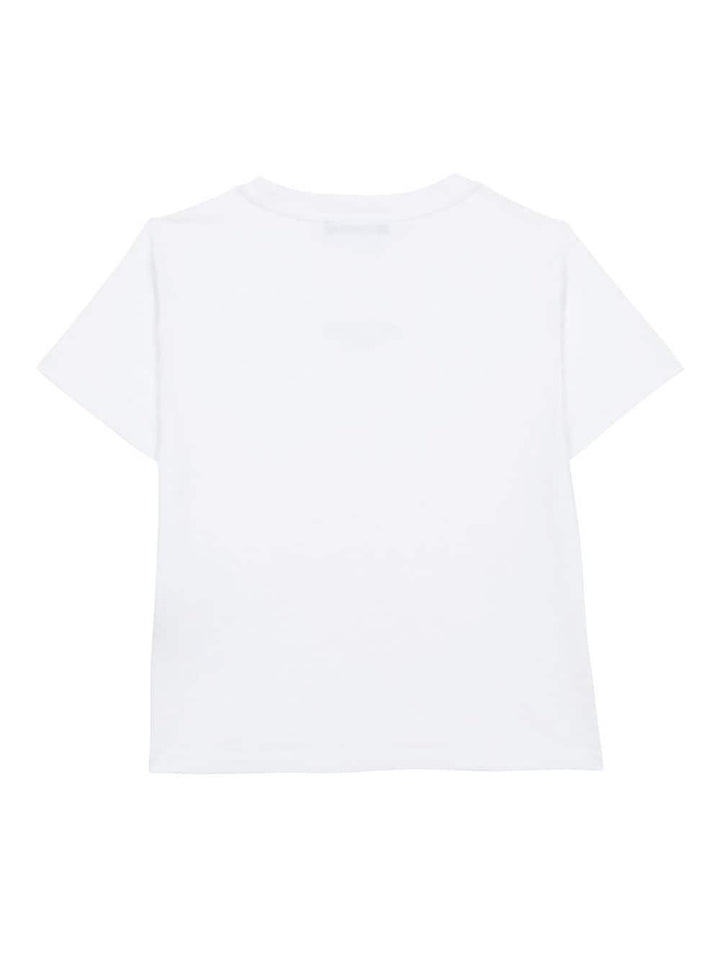 T-shirt bianca per bambino con logo blu