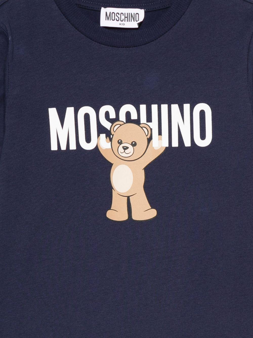 T-shirt blu navy per bambino HTO00JLAA10 40016 Moschino Kids 