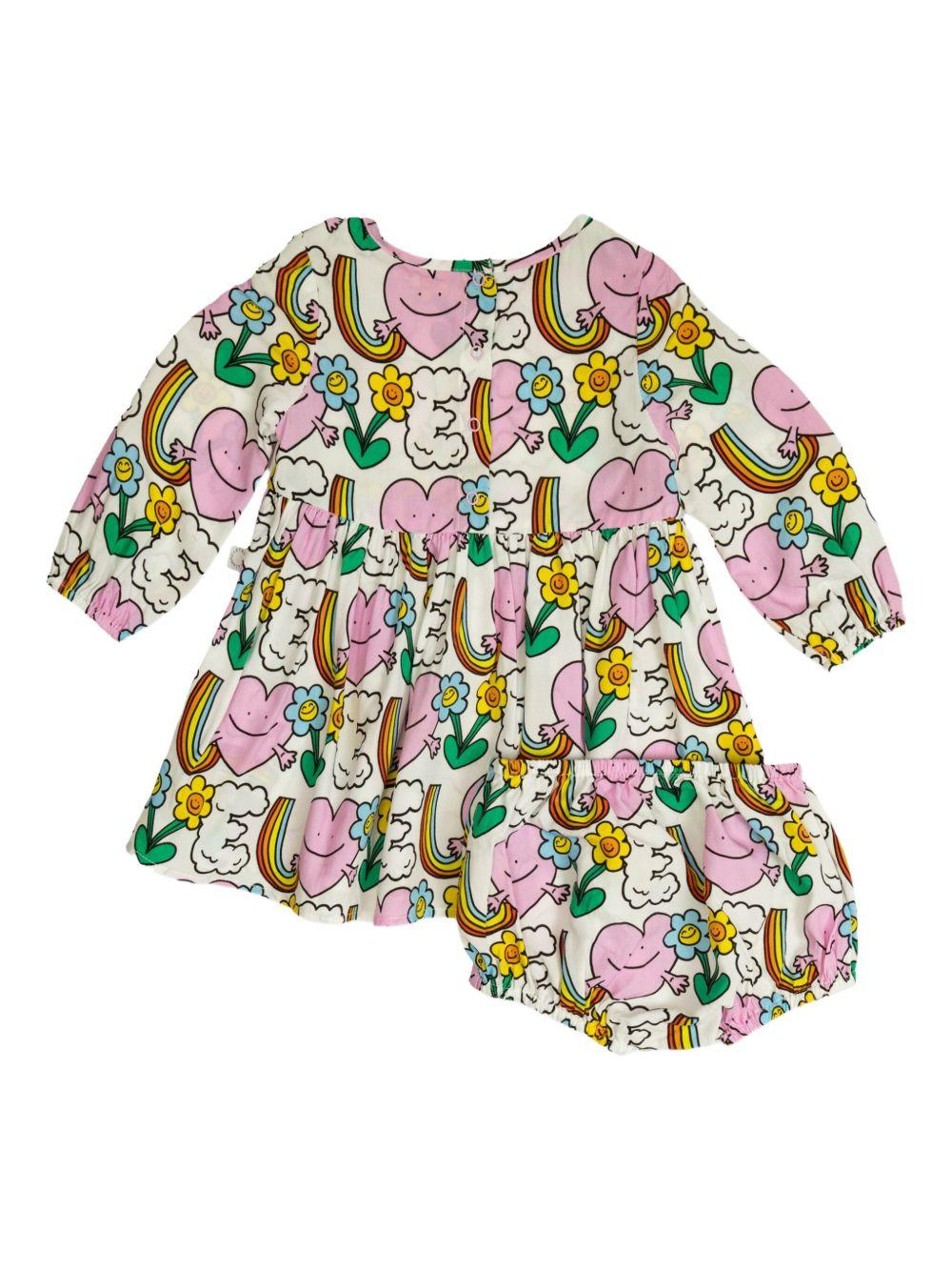 Abito bianco/multicolor per neonata