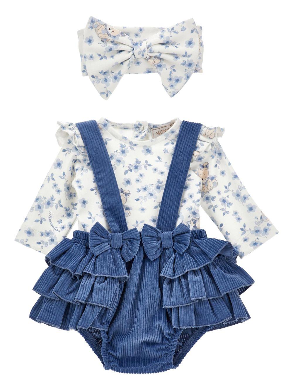 Completo bianco/blu per neonata 35F5076008 0151 Monnalisa Kids 