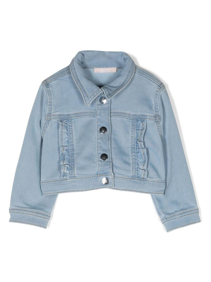 Giacca azurro per neonata in denim
