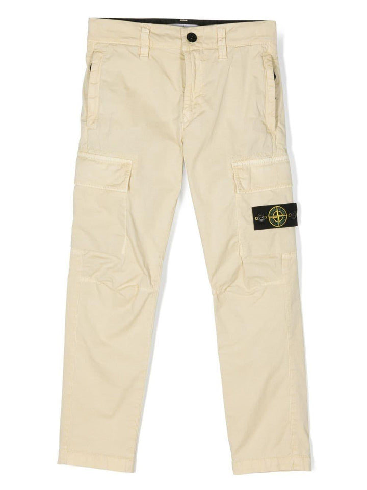 Pantalone beige per bambino con logo