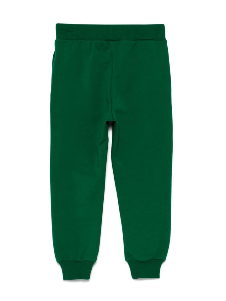 Emerald green trousers for children with logo