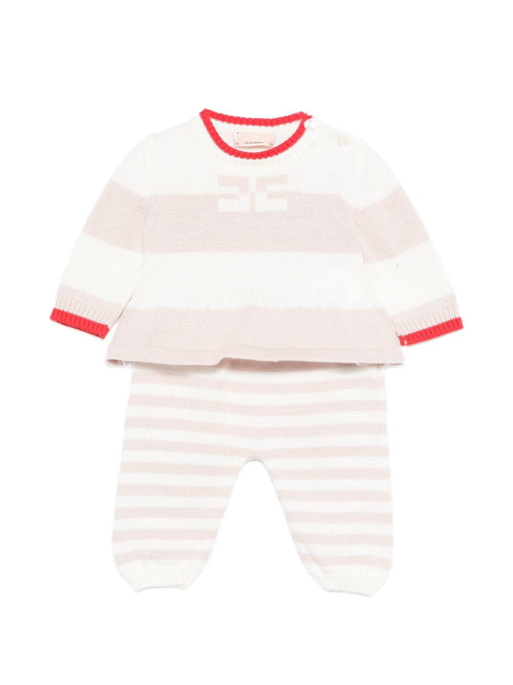 Completo bianco/beige/rosso per neonata ENCD111CFL001 D875 Elisabetta Franchi Kids 
