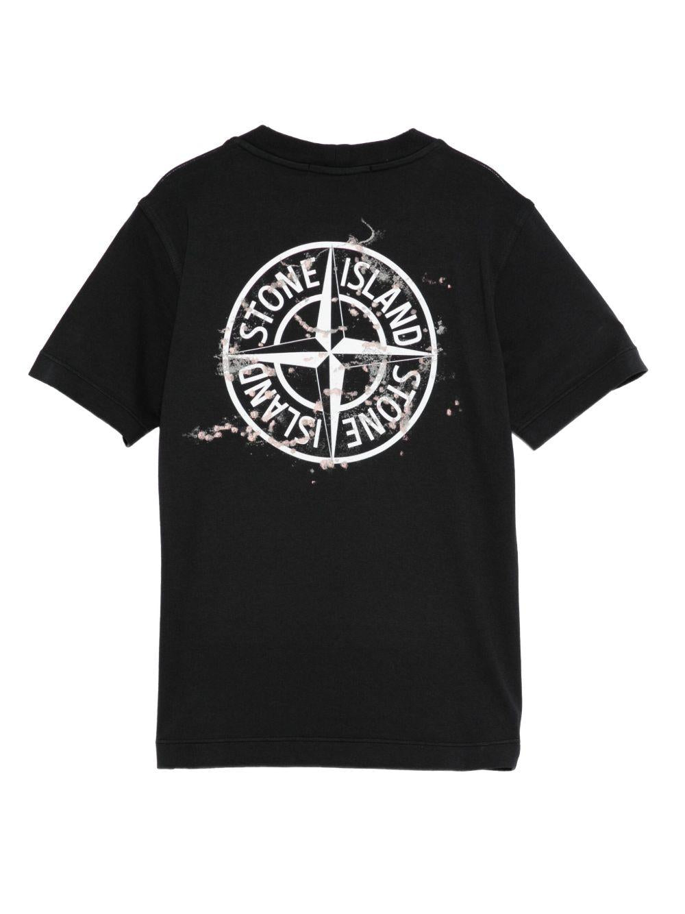 T-shirt nero per bambino 62100010S0261 V0029 Stone Island Kids 