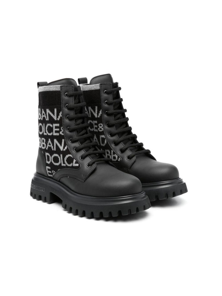 Black leather boots for girls