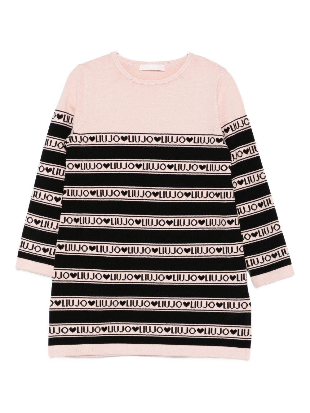 Abito rosa/nero per bambina KF5130MA12P M9996 Liu Jo 