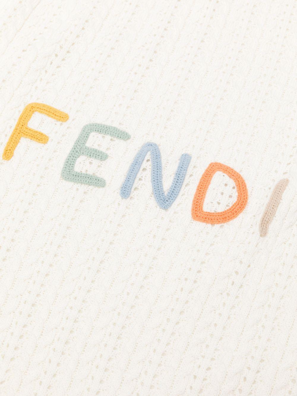 Coperta bianca per neonato BUJ338AVWW F0TU9 Fendi Kids 