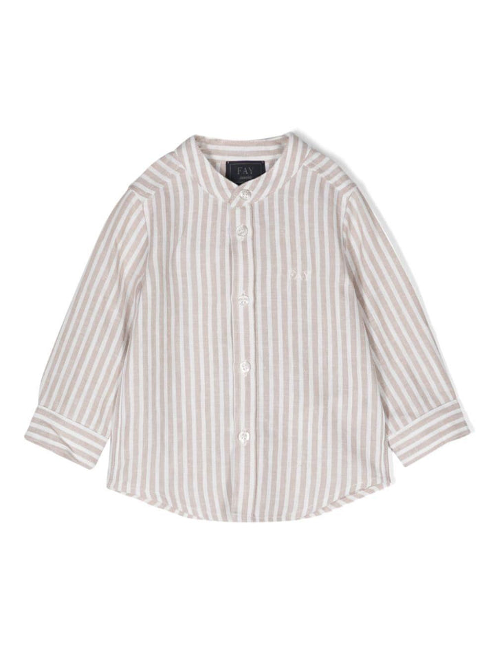 Beige and white shirt for newborns with logo
