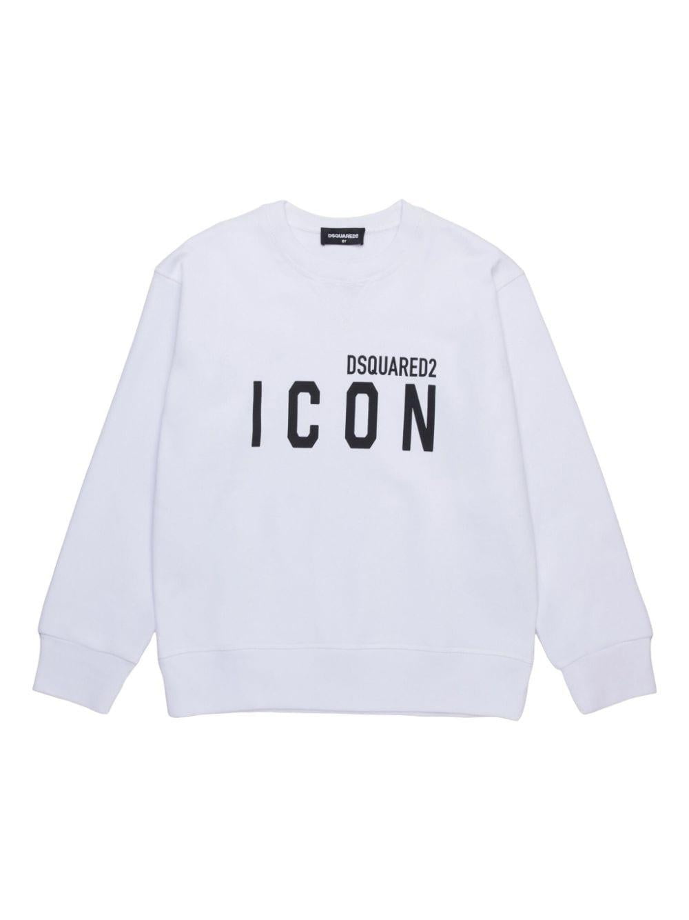 Felpa bianca per bambino con logo Icon DQ2667D0094 DQ100 Dsquared2 Kids 